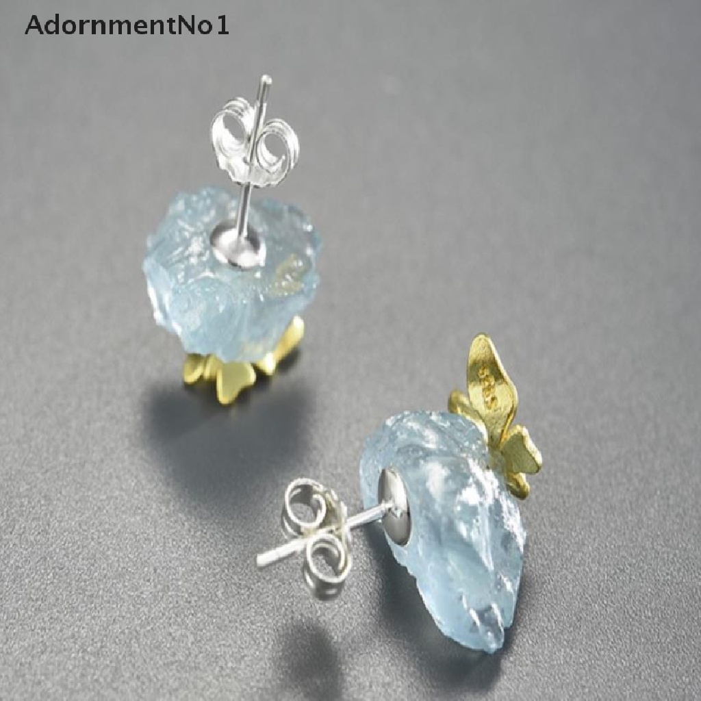 (AdornmentNo1) Anting Tusuk Bentuk Kupu-Kupu Aksen Batu Imitasi Untuk Perhiasan Wanita