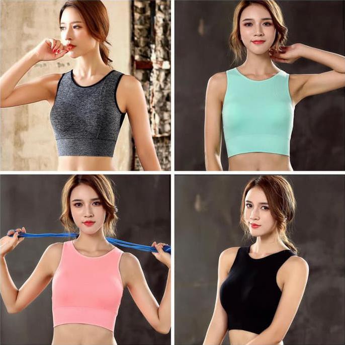 FREEONGKIR Sport Bra Genie Bra Pastel Yoga Bra Baju Gym Wanita Premium Quality - - Black, S AP327