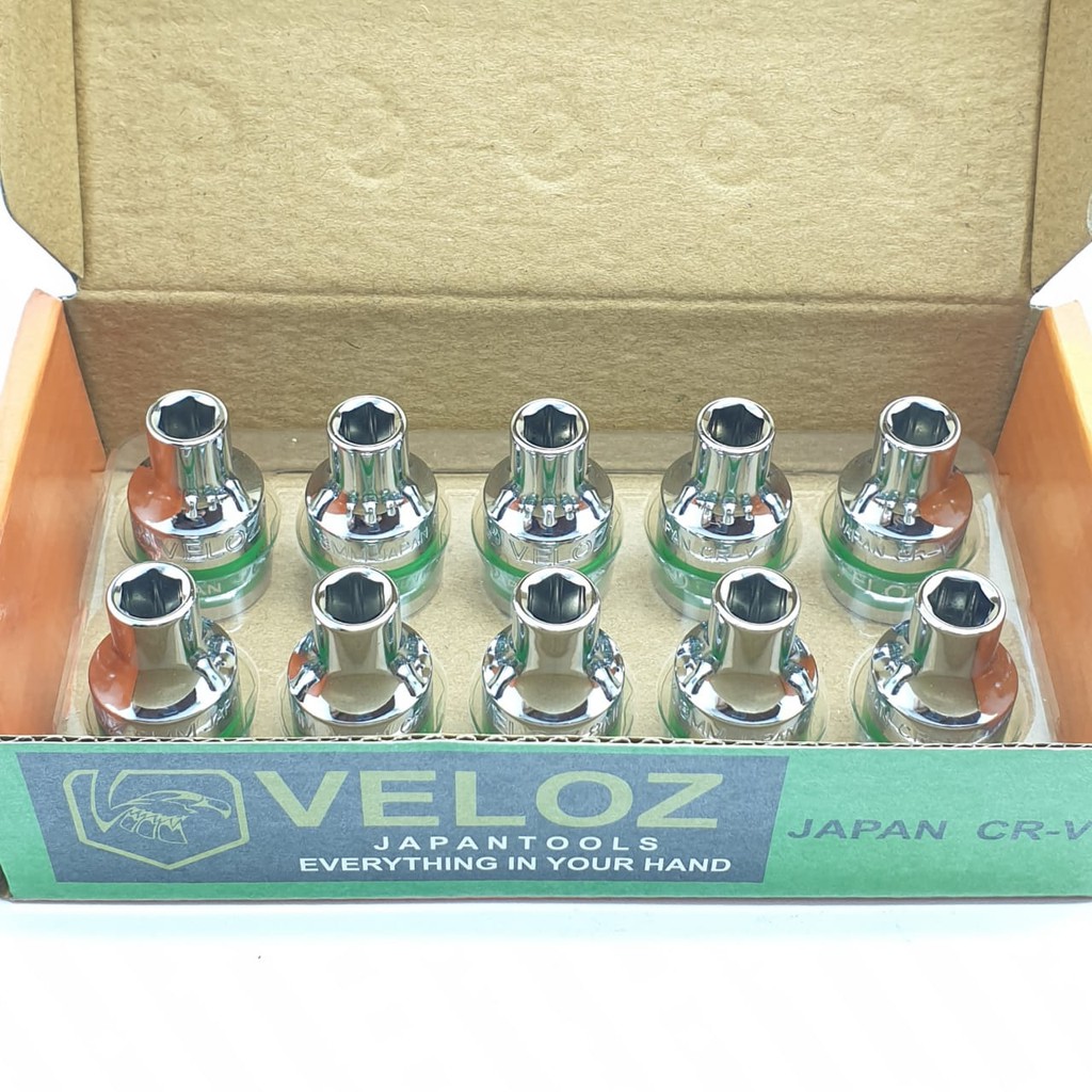 Veloz Premium 8mm Kunci Mata Sok Sock Socket 8mm 6PT 1/2&quot; Chrome Vanadium Steel