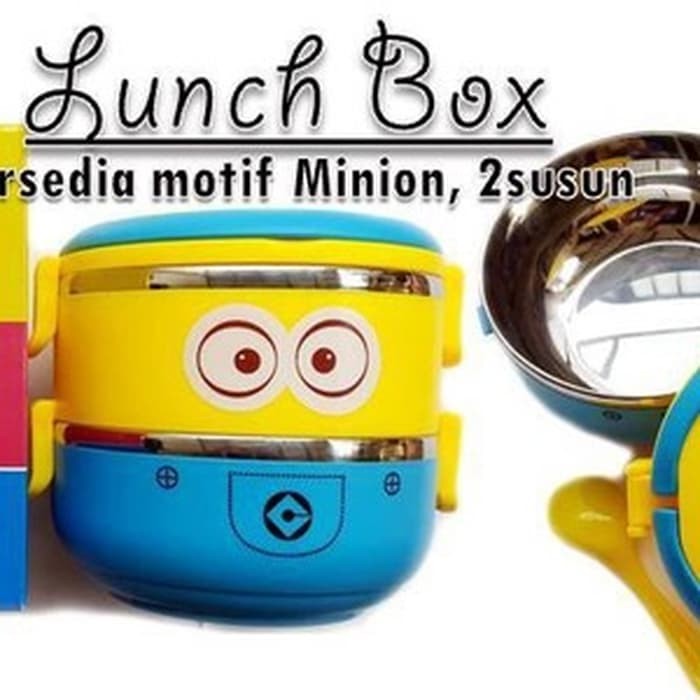 RANTANG 2 SUSUN STAINLESS LUNCH BOX HELLO KITTY MINION doraemon