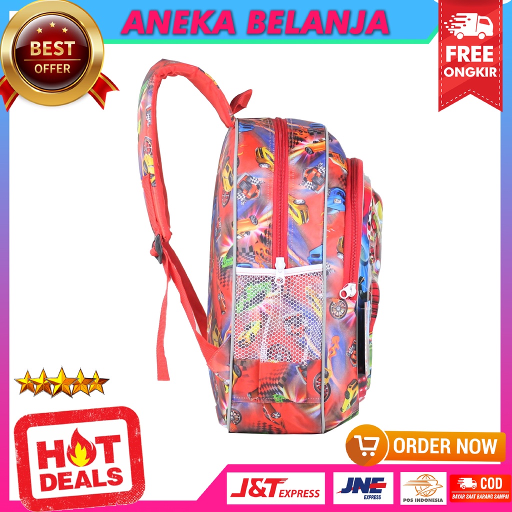 Tas Anak Lampu Motif Karakter Averangers Warna Merah Ransel Sekolah Model Trendy Kekinian Multifungsi