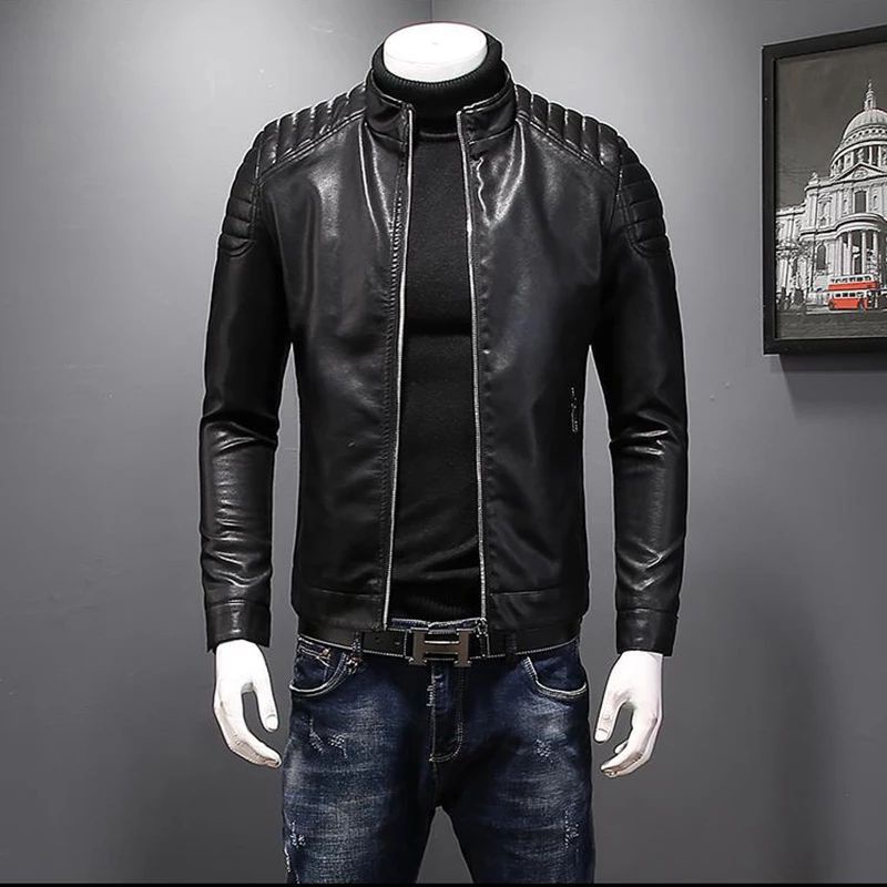 Jaket motor touring biker's pria dengan model sleting silver