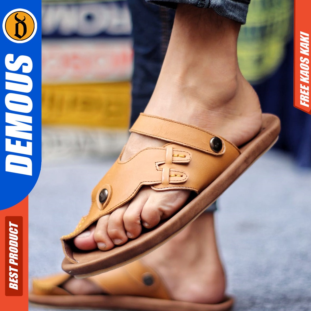 DEMOUS LUCKY Sandal Jepit Kulit Asli