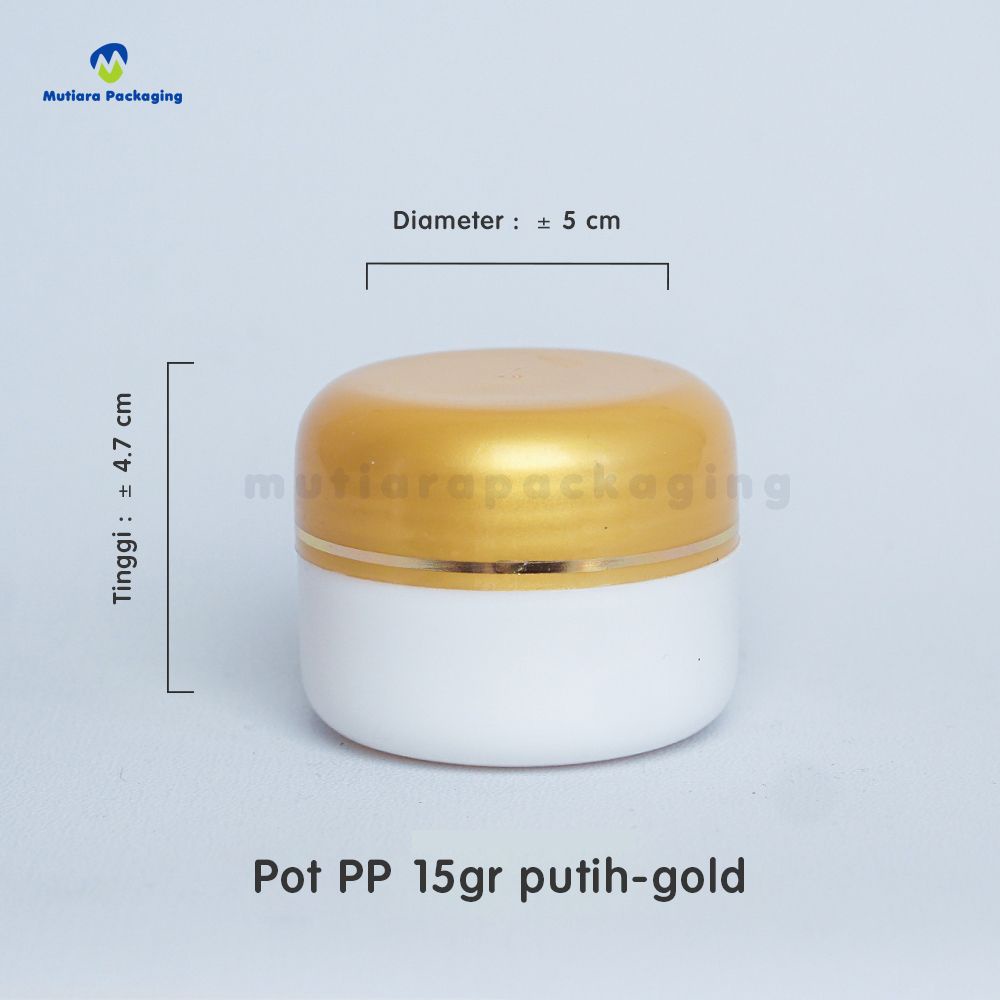 TERMURAH  POT CREAM PP 15GR PUTIH-GOLD MURAH/ POT SKINCARE 15GR