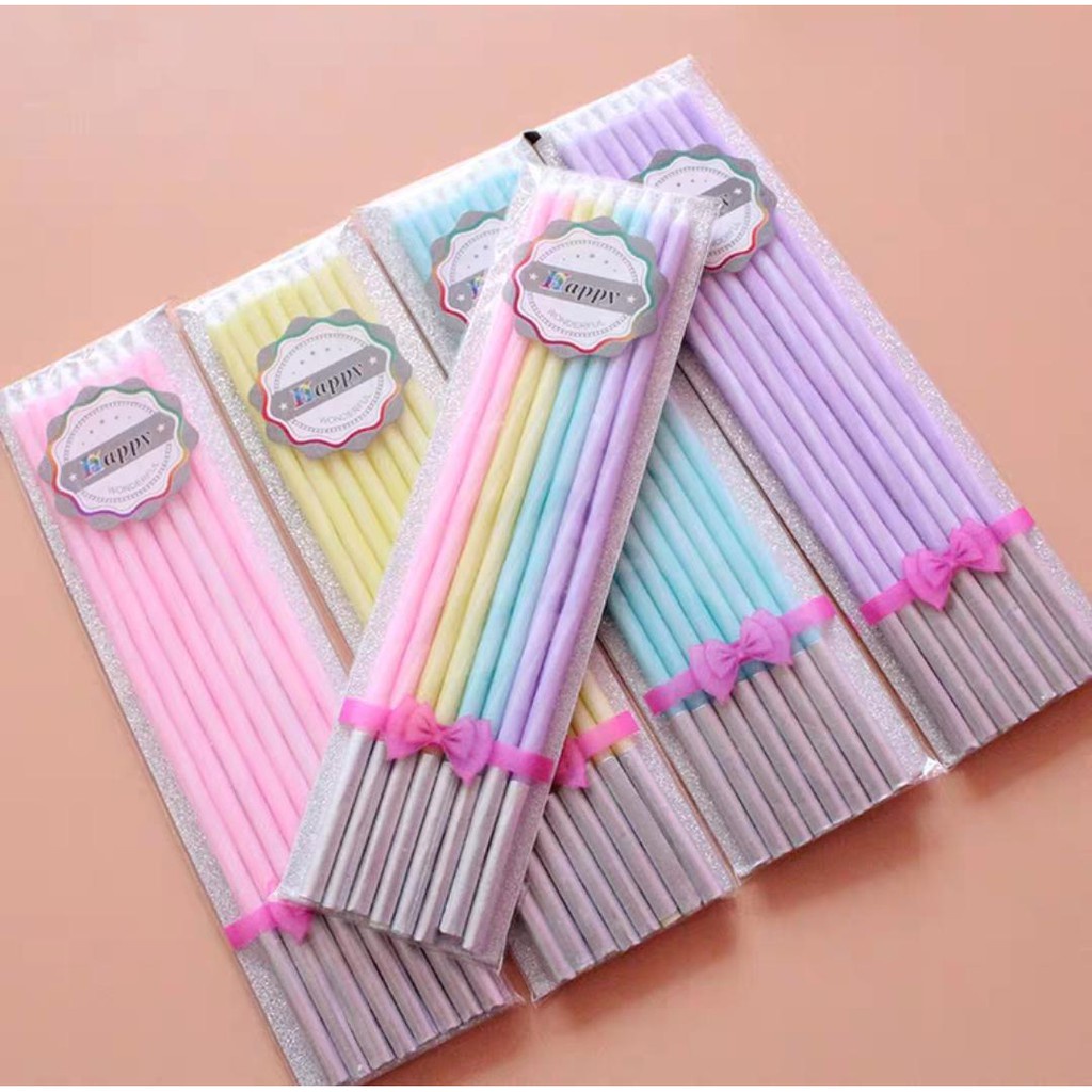 LILIN ULANG TAHUN ULIR MACARON / LILIN BATANGAN / LILIN WARNA PASTEL / LILIN PANJANG MACARON / LILIN