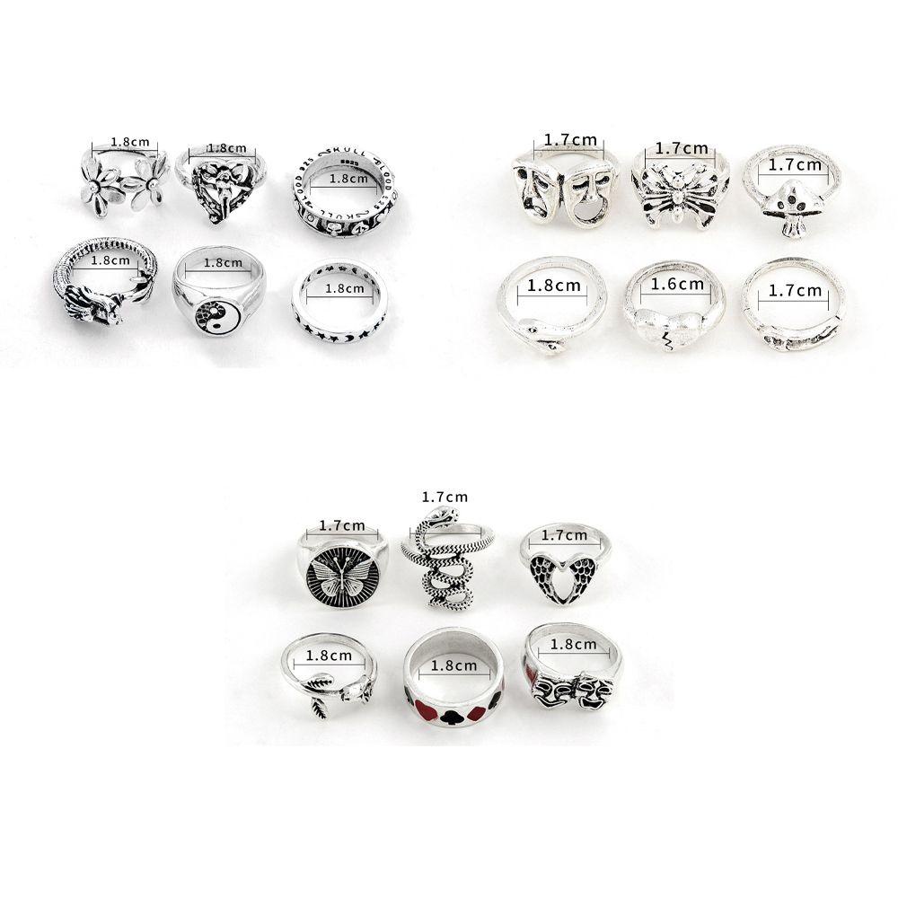 Mxbeauty Cincin Pembukaan Wanita Elegan Vintage Hati Kupu-Kupu Bintang Untuk Pria Knuckles Rings Set