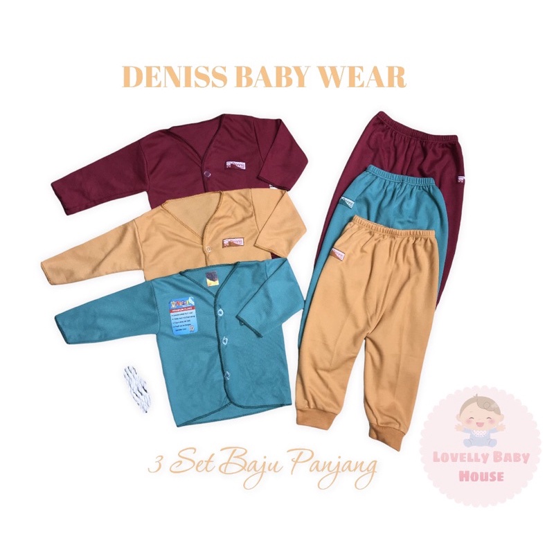 Paket Hemat baju bayi polos 18 pcs|9 Stel merk Pip Mim dan Dennis baby wear-3