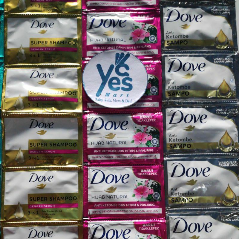 COD Dove Sampo Sachet 12 Pcs Shampoo Rambut Rusak Normal Rontok Anti Ketombe Hijab Natural