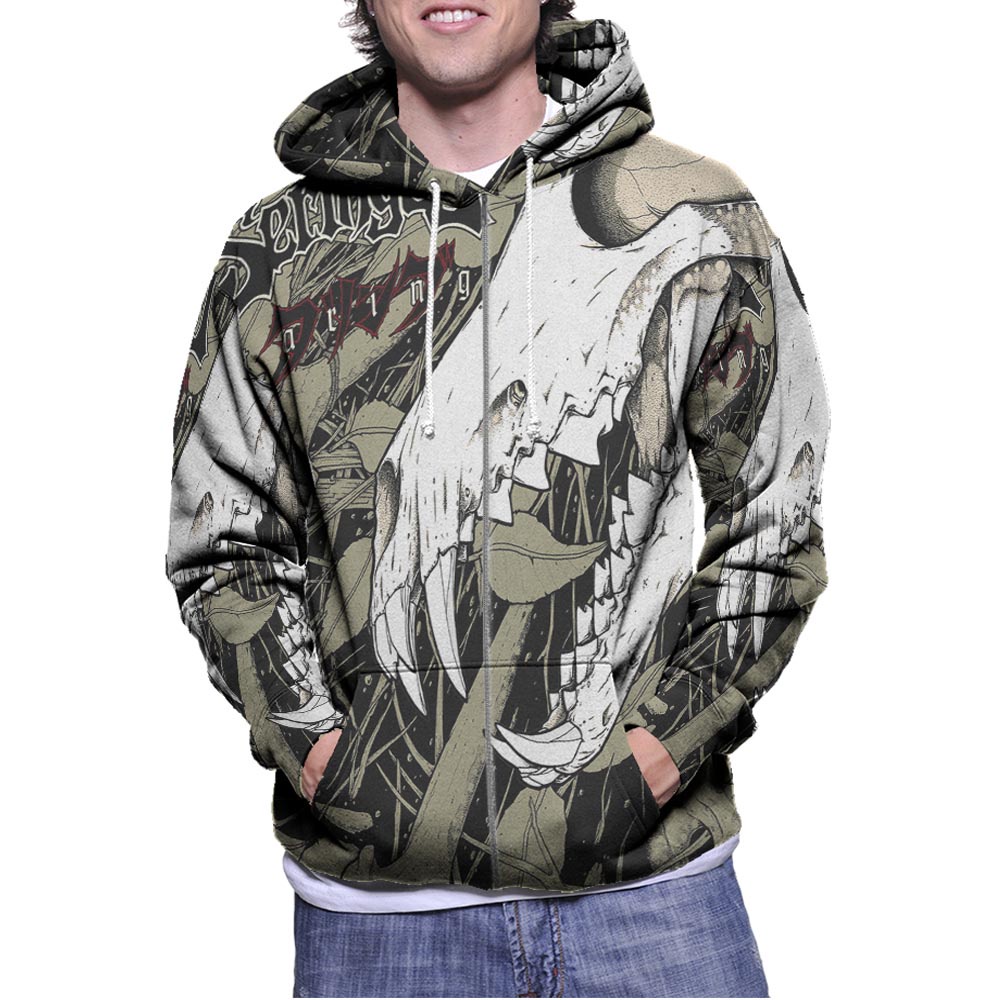 Jaket Hoodie Seringai Taring Hoodie Zipper (Ritsleting) Hoodie Fullprint Bahan Polyester Jersey