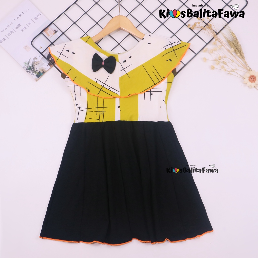 Dress Evelin uk 3-4 Tahun / Baju Anak Perempuan Atasan Model Dres Cewek Gaun Pesta Motif Polos Bunga