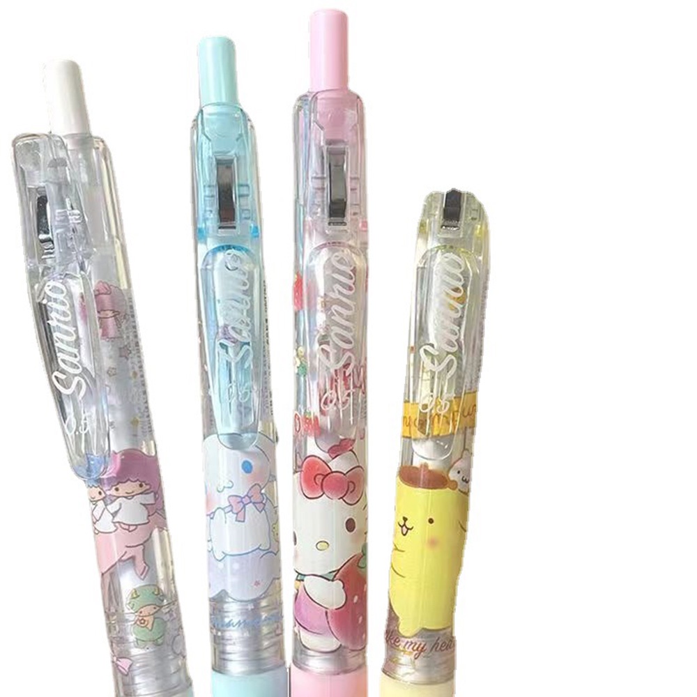 6pcs Pulpen Tinta Hitam Motif Kartun Sanrio Lucu Untuk Sekolah / Kantor