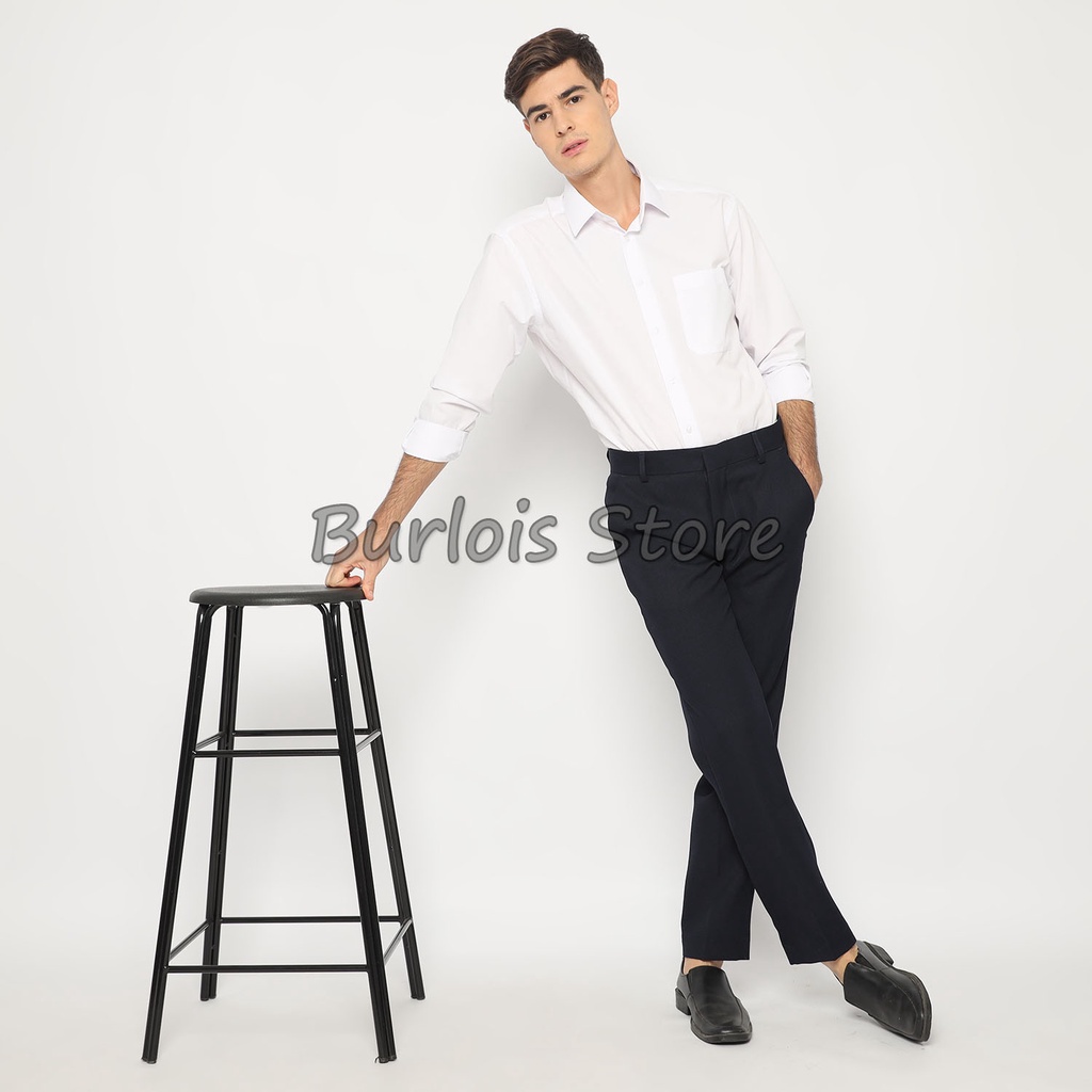 Burlois Store Celana kantor Formal Kerja Bahan Dasar Pria Slim Fit