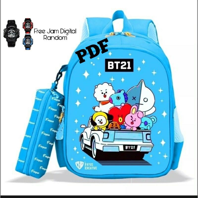 PDF tas sekolah anak TK/SD free jam tangan digital tas ransel sekolah anak tas punggung terbaru