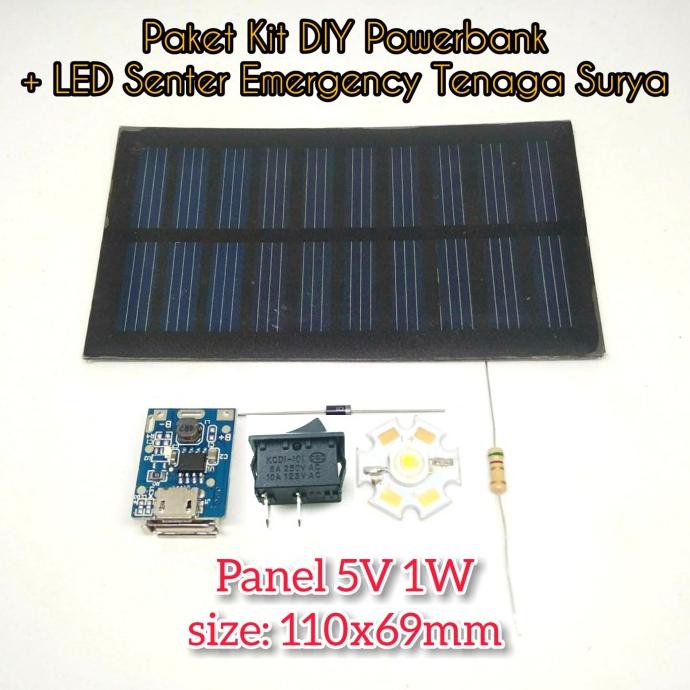 Paket 5 in 1 Modul Kit Powerbank Panel Surya / Solar Cell DIY
