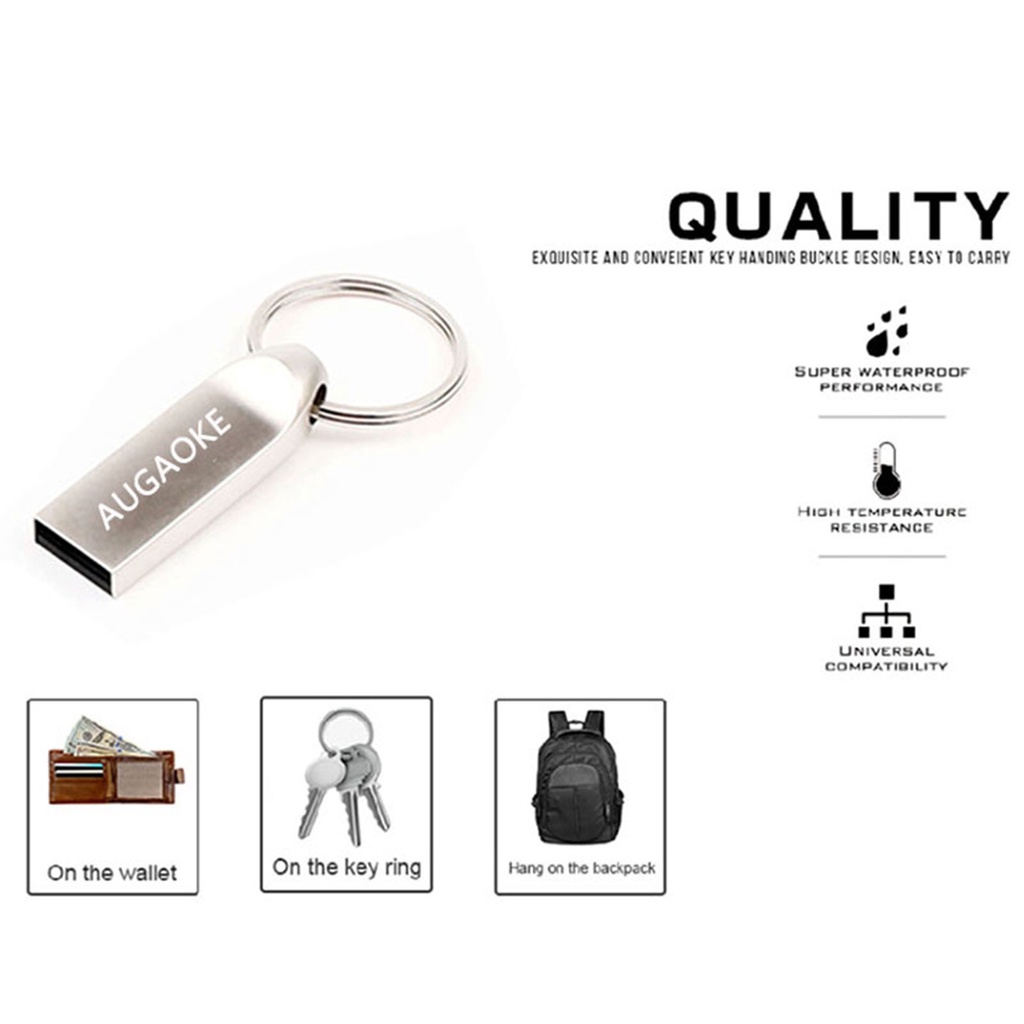 Huluboy Flashdisk USB 3.0 1TB 2TB Kecepatan Tinggi Anti Air Bahan Metal Untuk AUGAOKE U Disk