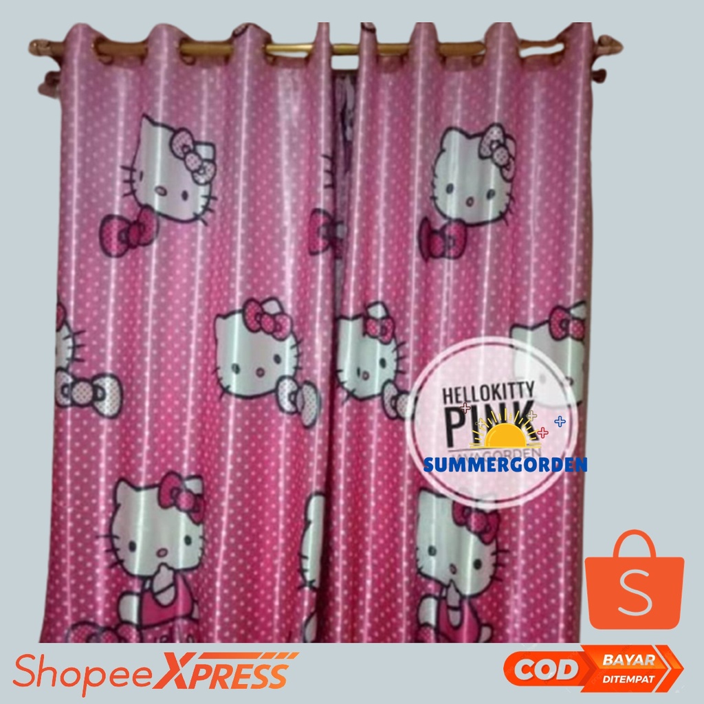 GORDEN Blackout hello kitty hellokitty import jendela pintu model pengait smokring size lebar 150 cm