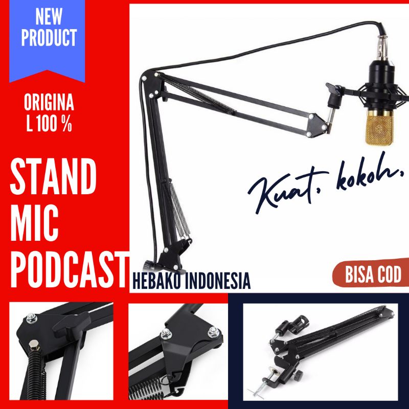 Stand Microphone - Stand Mic Panjang - Holder Microphone - Microphone Stand - Arm Stand Suspensi Mic
