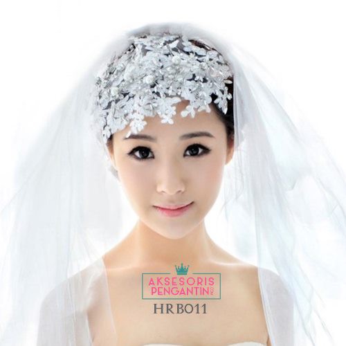 [STOK TERBATAS] HEADPIECE PENGANTIN AKSESORIS WEDDING HAIRPIECE PUTIH HRB011