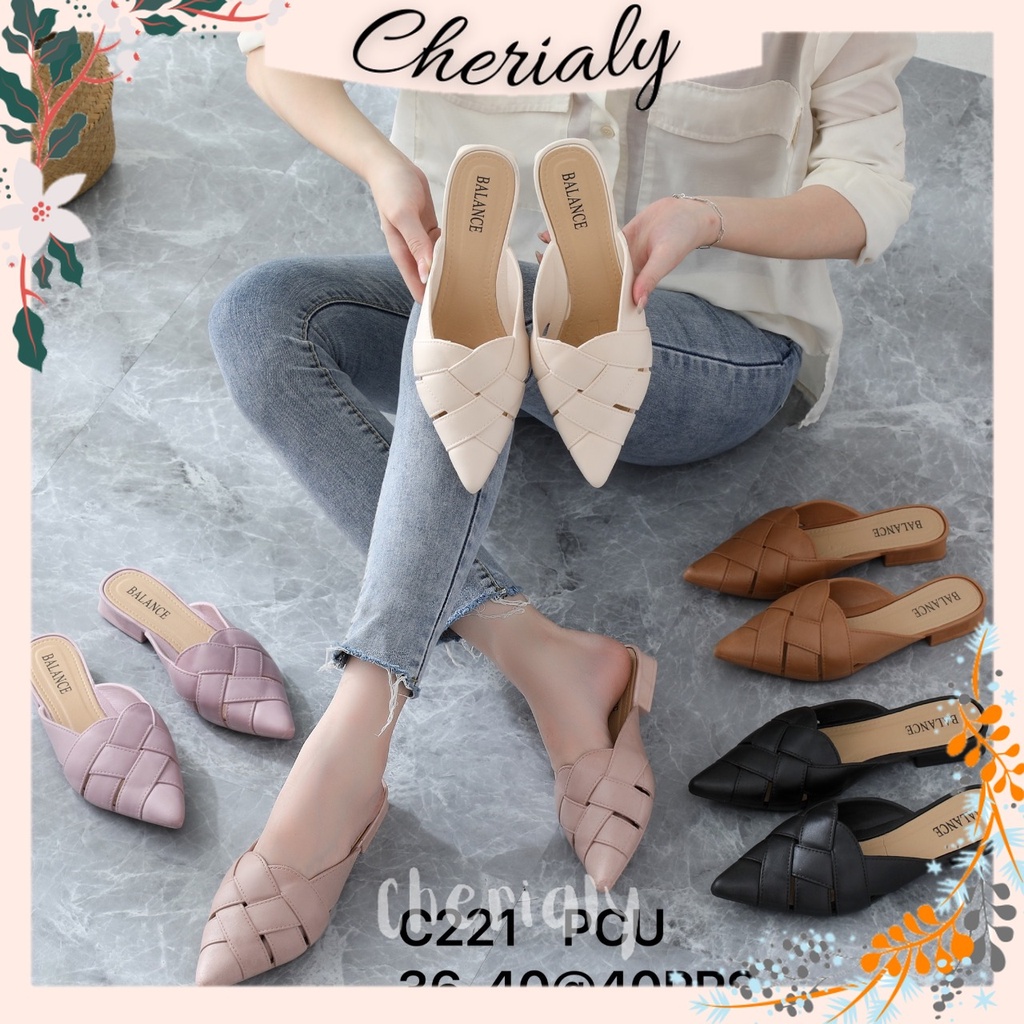 BALANCE Sandal Selop Hak Jelly Wanita Import Motif Seling Anyam C221 Bahan Empuk Elastis Anti Slip