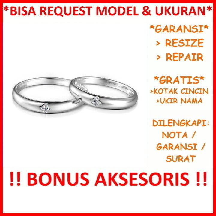 Gratis Ukir Nama Garansi Silver Asli Bisa Pesan Model Cincin Couple Perak Tunangan Mas Kawin Id585