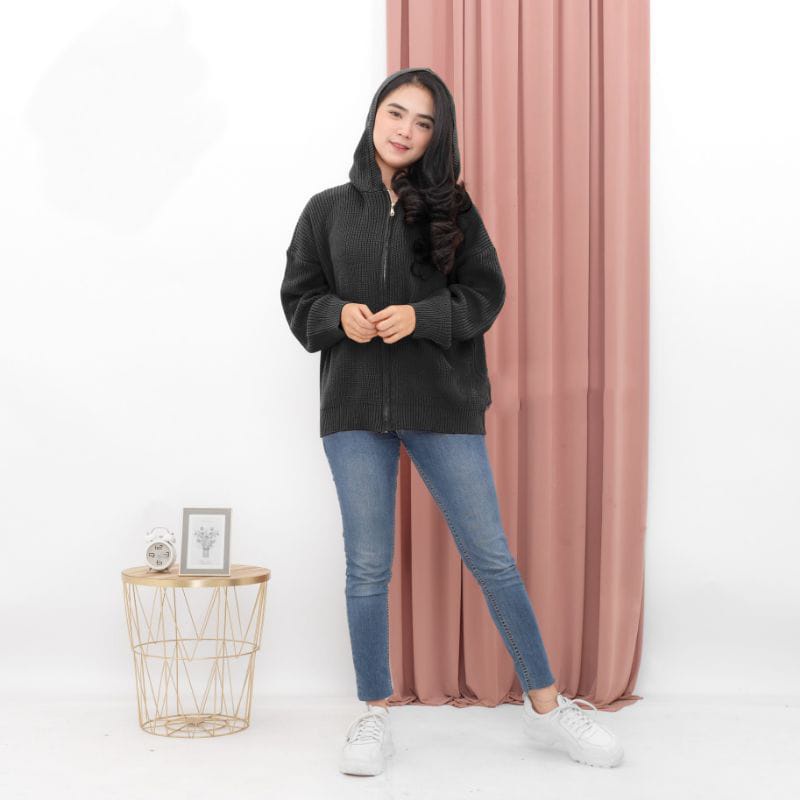 JAKET SWEATER HOODIE RAJUT OVERSIZE RESLETING TEBAL/Zipper Hoodie Jaket Rajut Wanita Resleting Sweater Rajut