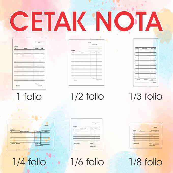 

Cetak Nota Bon 3 Rangkap/Ply Carbonless Tanpa Karbon - Standart Kode 1368