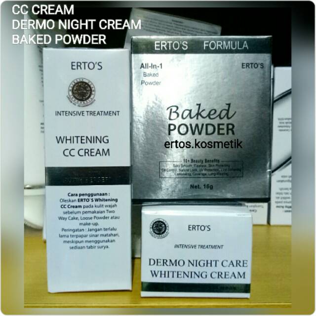 PAKET ERTOS ISI 3 (CC CREAM + DERMO NIGHT + BAKED POWDER)