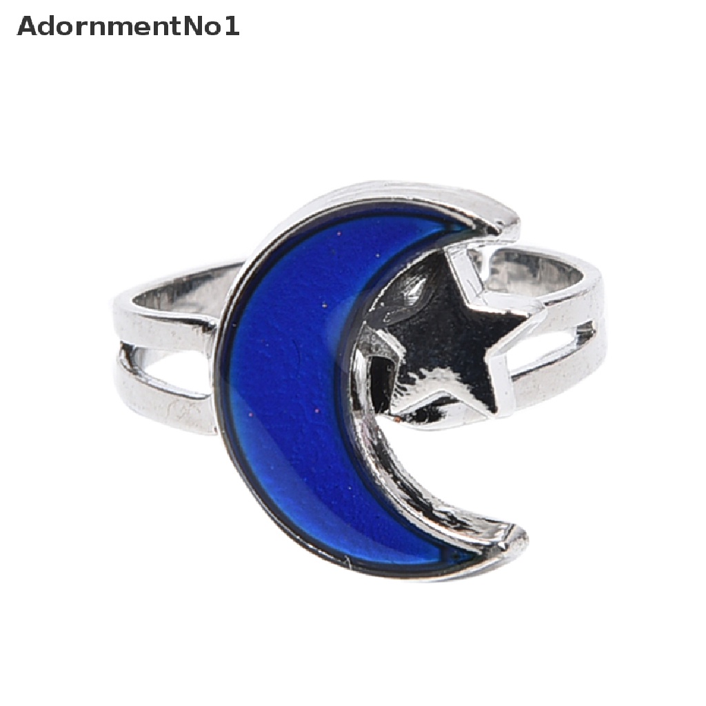 (AdornmentNo1) 1pc Cincin Bulan Berubah Warna Sesuai Suhu Adjustable Untuk Wanita