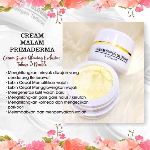 Cream malam primaderma Super glowing exclusive tahap 3 Doble