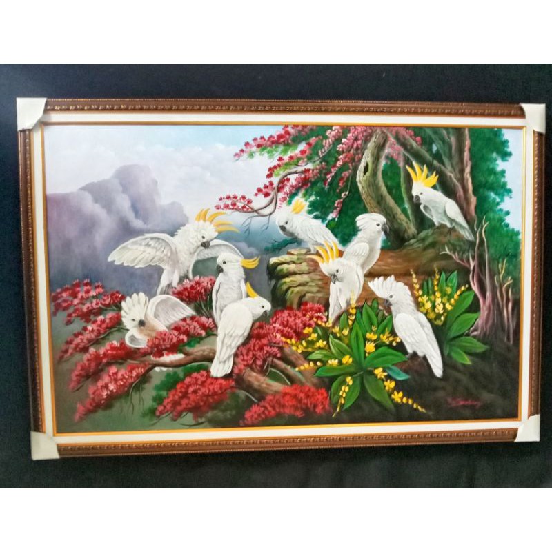 lukisan burung kaka tua