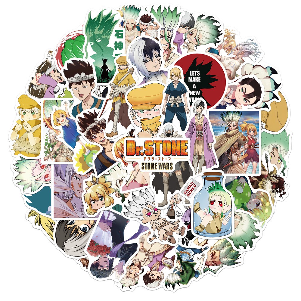 50PCS Japanese hot-blooded anime Dr. Stone Stone Wars Sticker Waterproof Luggage Guitar Motorcycle Car Waterproof Kids Toy