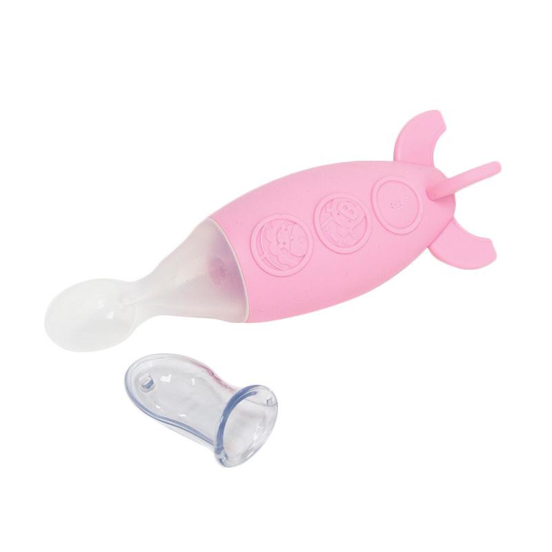 Marcus &amp; Marcus - (With Lid) Baby Feeding Spoon Dispenser Rocket PINK