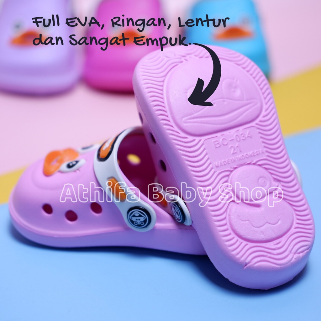 Sepatu Sandal Anak Perempuan Bayi Balita Usia 6 7 8 9 10 11 Bulan 1 2 3 Tahun Karakter Bebek Sendal Gunung Baby Karet Cewek Spatu Sandal Prewalker Spon Phylon Ringan -Balacca 034b-