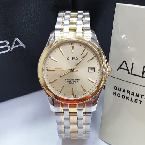 JAM TANGAN PRIA ALBA AXHK90 SILVER GOLD ORIGINAL