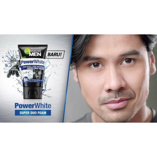 Garnier Men Power White Super Duo Foam Cleanser 100 ml (Lawan Kusam &amp; Noda Hitam)