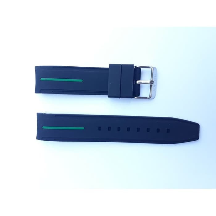 TALI JAM TANGAN ROLEX 20MM RUBBER STRAP HITAM GARIS HIJAU