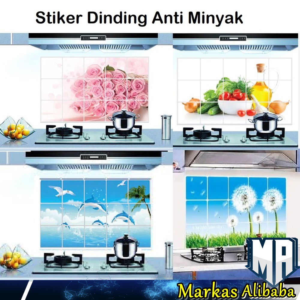 Wallpaper Sticker Dinding Anti Minyak / Stiker Dinding dapur / sticker Dinding Dapur Anti Minyak