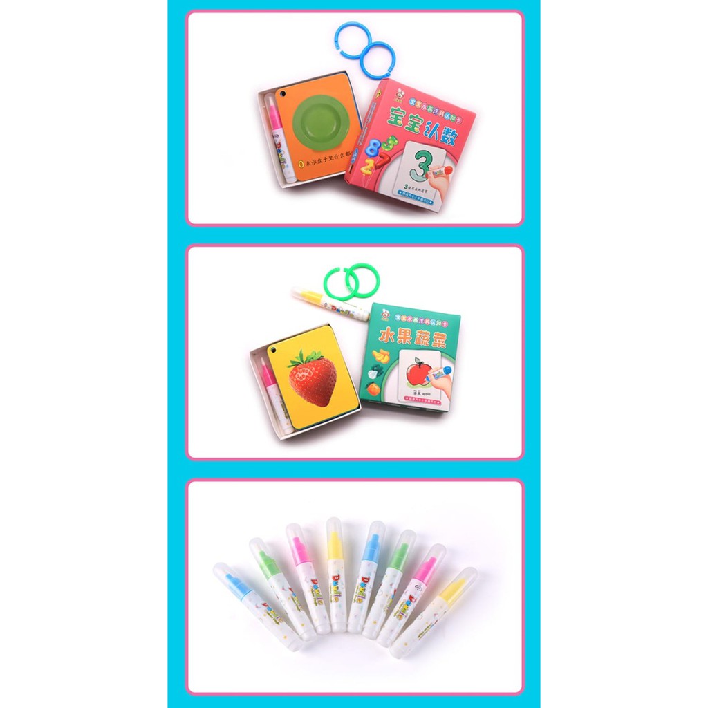 Reusable Flashcard / Water Magic Flash Card / Water Doodle Coloring Flashcards