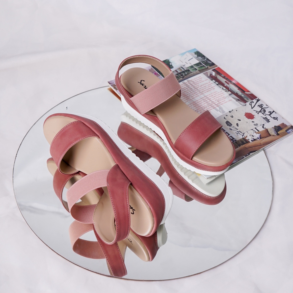 Sara Sara NADIA Sandal wedges wanita back strap casual sendal tali cewek hak 5 cm kekinian