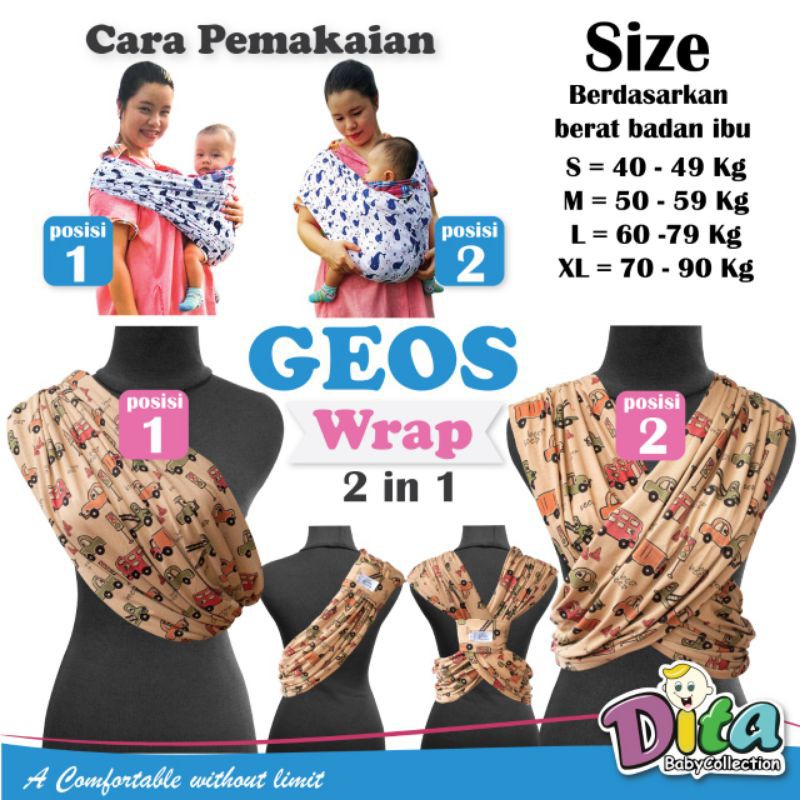 BISA TUKAR SIZE GEOS Wrap 2in1 Motif geos Kaos gendongan Wrap instan BABY WRAP SIMPEL GENDONGAN BAYI