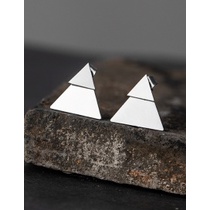 LRC Anting Tusuk Fashion Section Silver Stainless Steel Triangle Geometric Earrings V83761