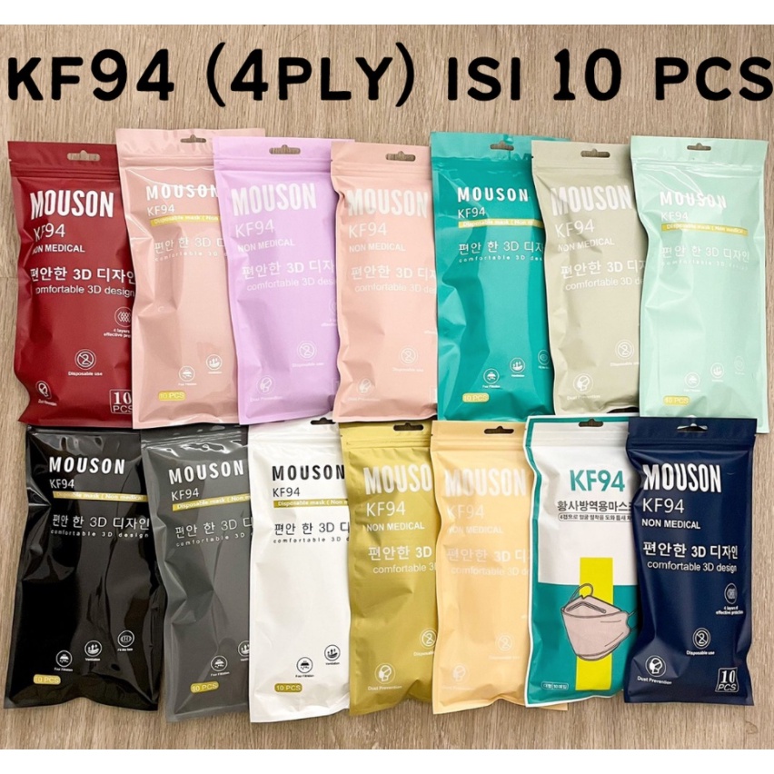 MASKER KF94 KOREA 4Ply MOUSON/CAREION/SHUMU ISI 10 PCS