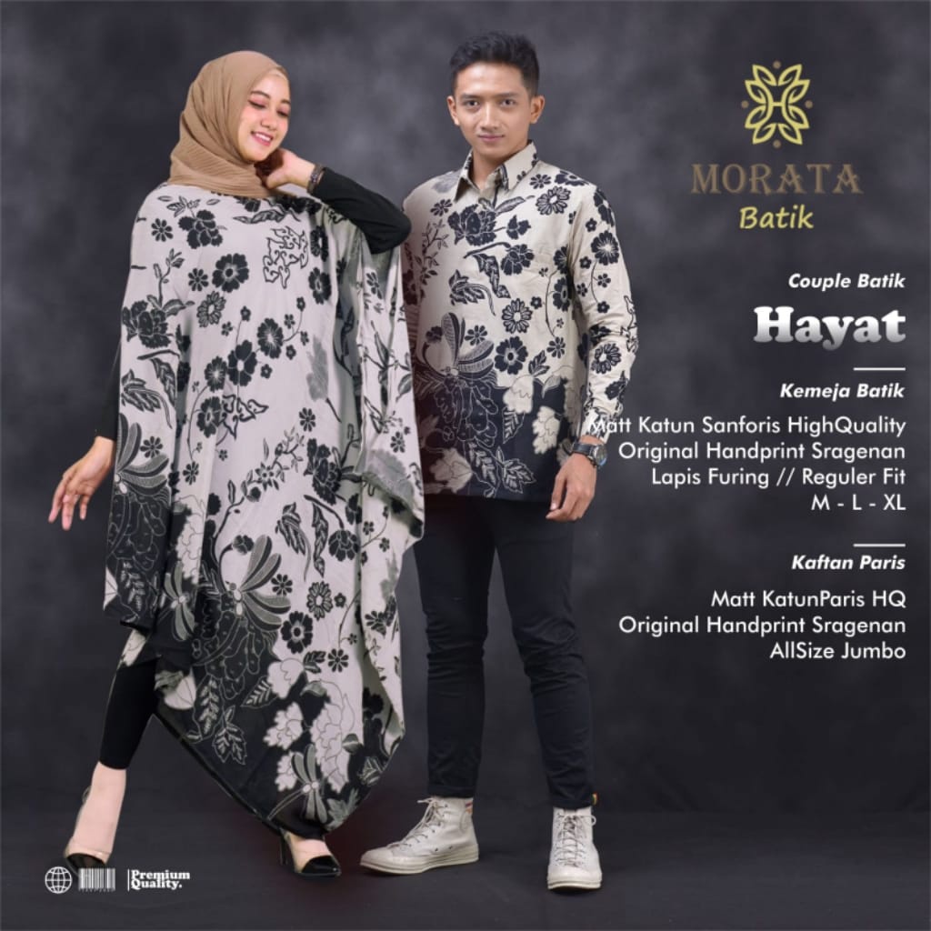 hayat kemeja baju pakaian atasan gamis kaftan dress abaya batik solo couple set pasangan kombinasi t
