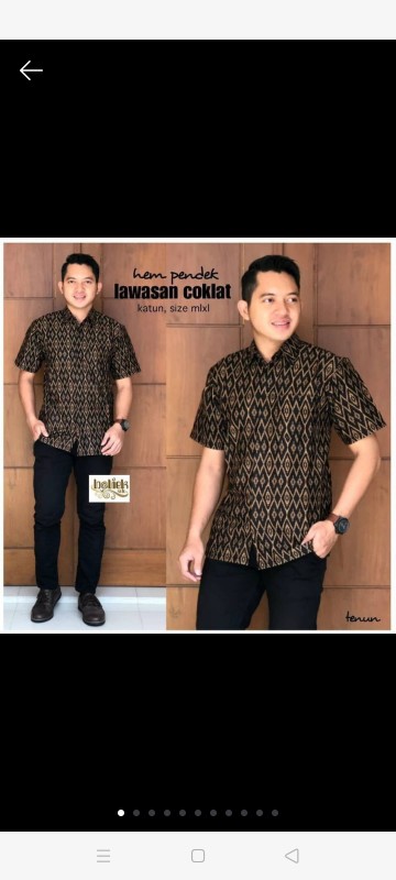 022 Zahira Batik Hrb026 Kenongo Hem Kemeja Batik Pria Lengan Pendek  Katun Primis Halus M L Xl