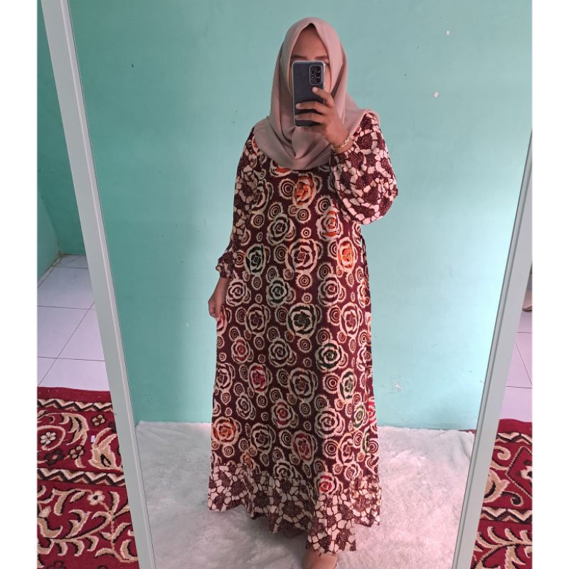 daster lengan panjang longdress batik cap rempel