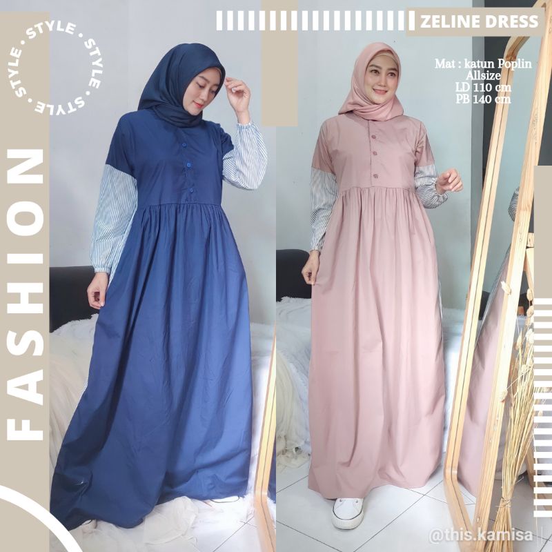 Kamisa Zeline Dress Gamis syar'i Kombinasi