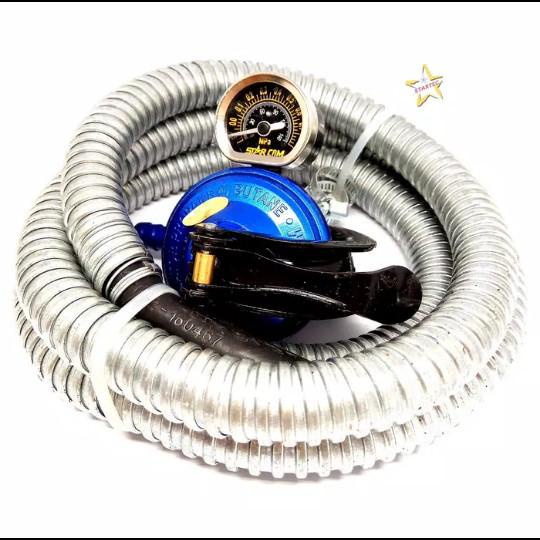 Penghemat Gas / Paket Regulator Starcam Jepit/Regulator Selang Kompor Gas Selang Starc