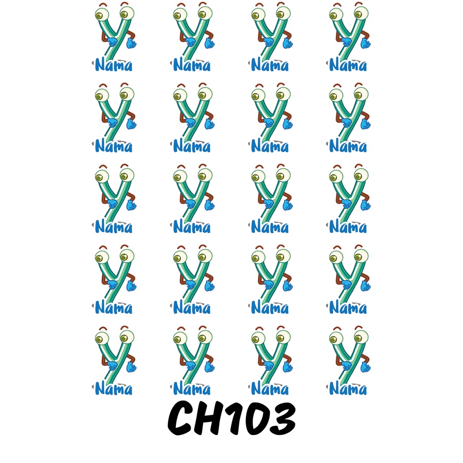 

Sticker Nama Cutting Label Waterproof Tahan Air Huruf 103 (CH103)