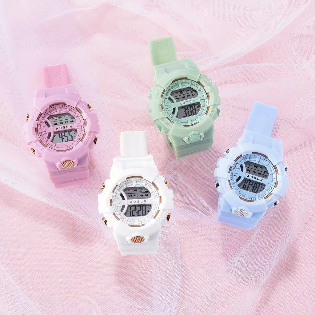 TERBARU JAM TANGAN WANITA DIGITAL KOREAN STYLE TALI WARNA