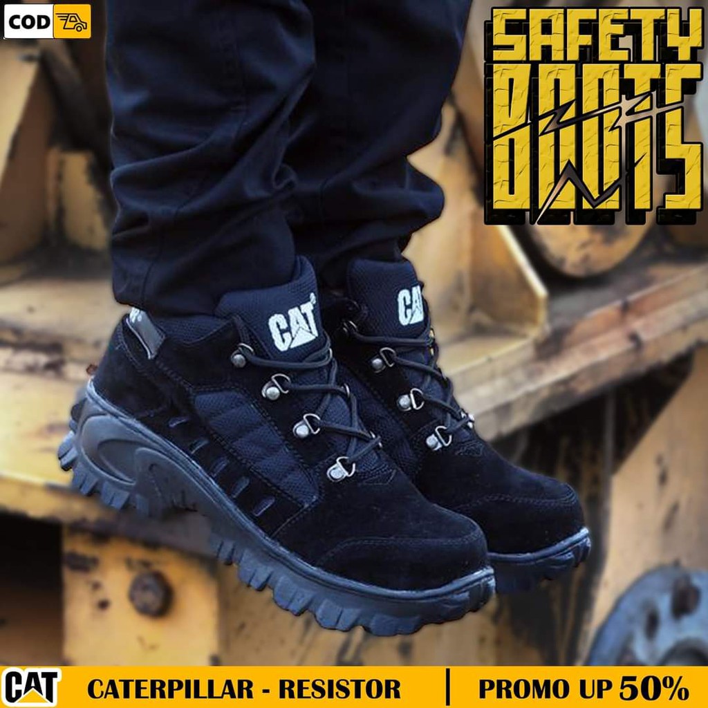 Sepatu Caterpillar ujung besi tinggi 6 inc